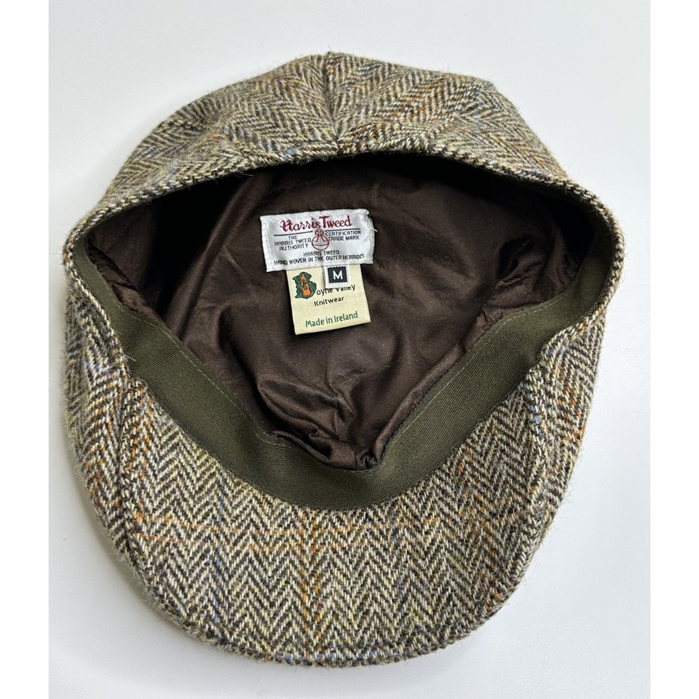 Vtg Harris Tweed Donegal Touring Cap Boyne Valley Hatwear Ireland Hand Woven